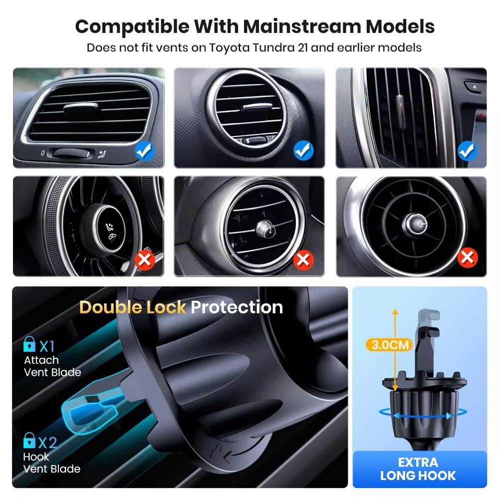 Universal Car Hook Base Phone Holder for Car Air Vent Dashboard Mobile Phone Navigation Bracket Anti-drop Phone Car Stand Holder