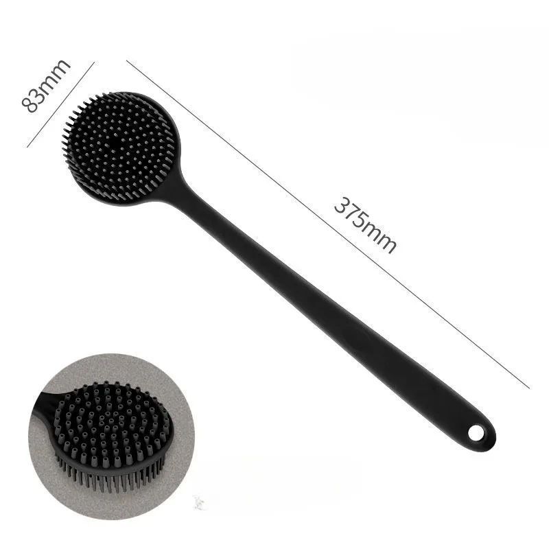 Silicone Back Scrubber Brush for Shower Long Handle Body Deep Cleansing and Exfoliating Massage Double-Sided Soft Bristles