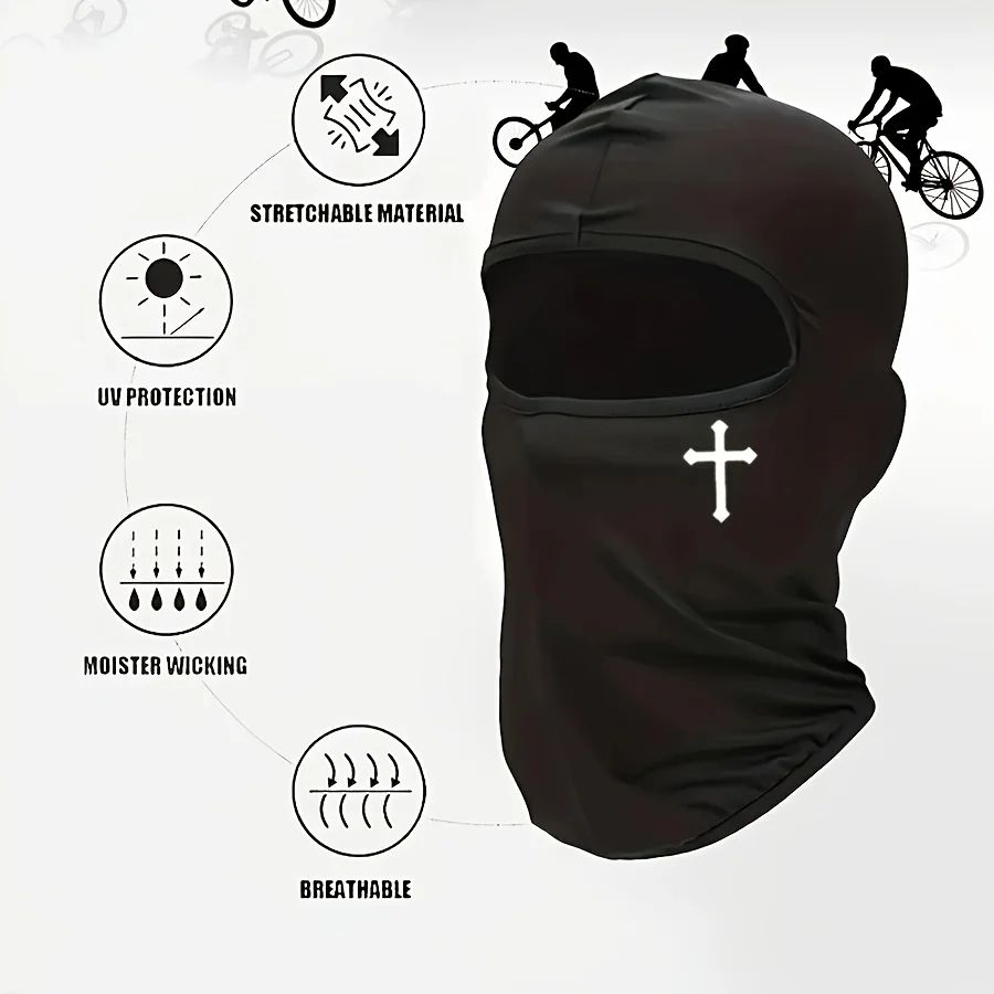1/2pcs Breathable Black Balaclava Face Mask - Moisture-Wicking Polyester, Perfect for Cycling,, Hiking, Outdoor Headger