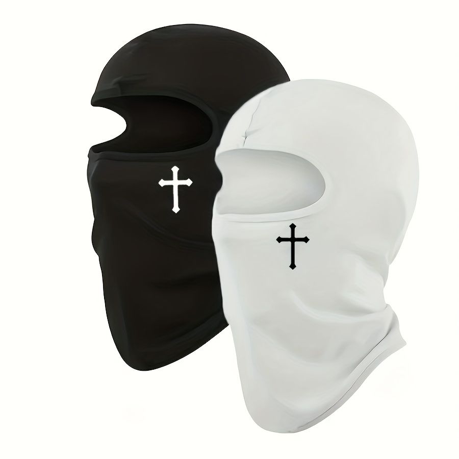 1/2pcs Breathable Black Balaclava Face Mask - Moisture-Wicking Polyester, Perfect for Cycling,, Hiking, Outdoor Headger