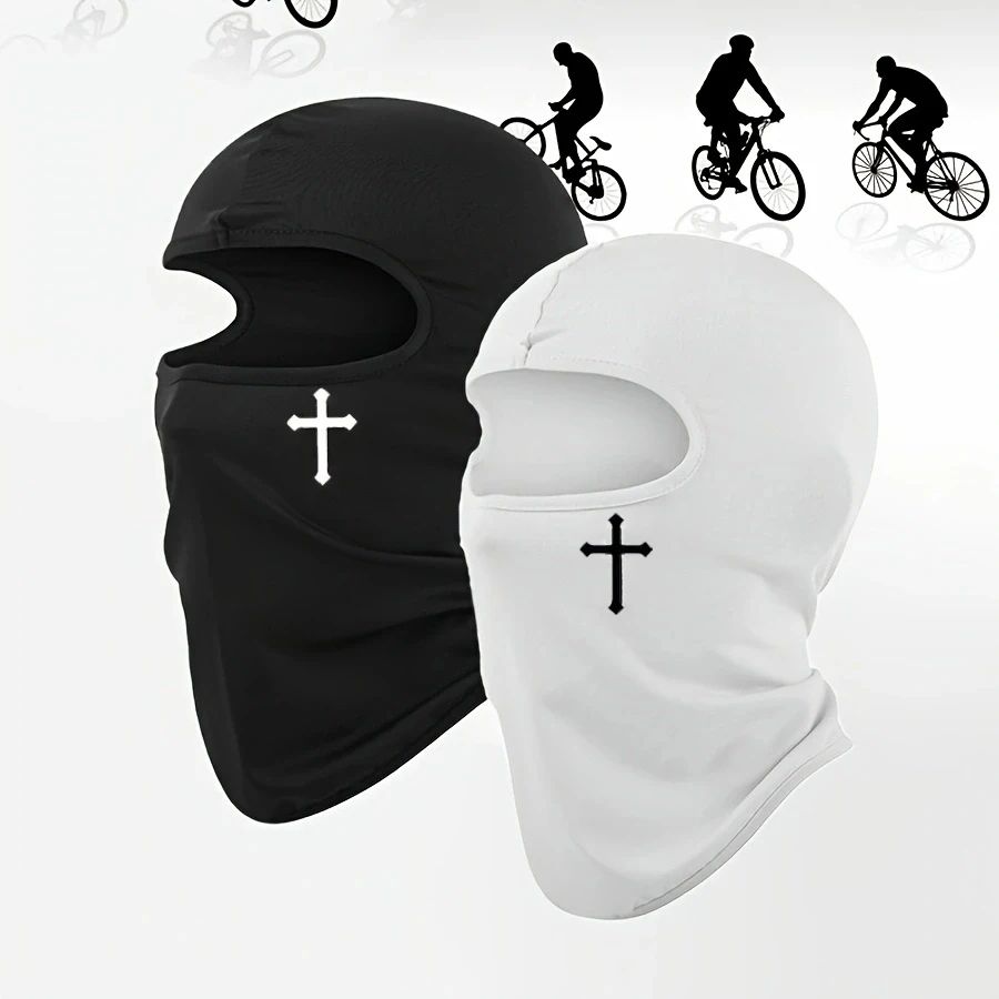 1/2pcs Breathable Black Balaclava Face Mask - Moisture-Wicking Polyester, Perfect for Cycling,, Hiking, Outdoor Headger