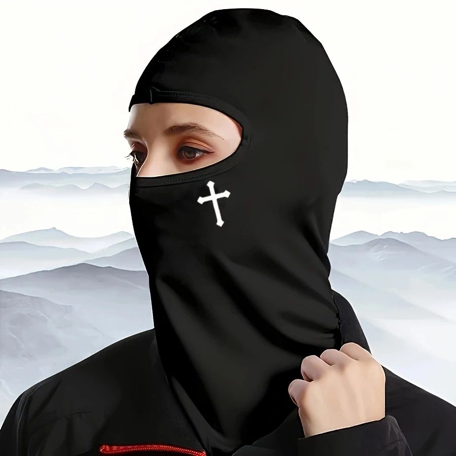 1/2pcs Breathable Black Balaclava Face Mask - Moisture-Wicking Polyester, Perfect for Cycling,, Hiking, Outdoor Headger