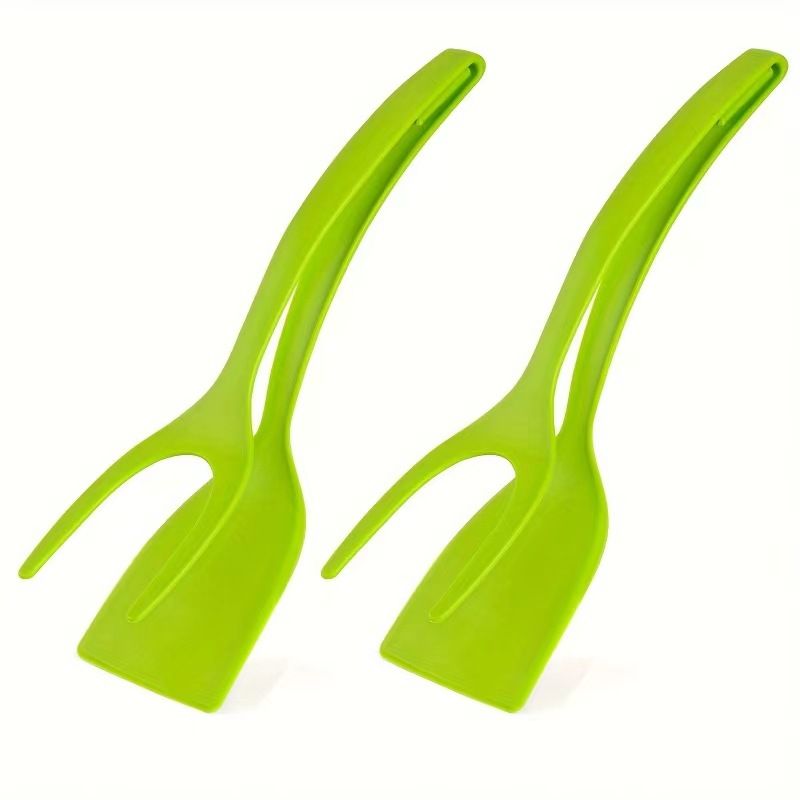 New 2 in 1 Grip Flip Spatula Tongs Egg Flipper Spatula Nylon Non Stick Coating Pancake Fish French Toast Omelet Making Tool