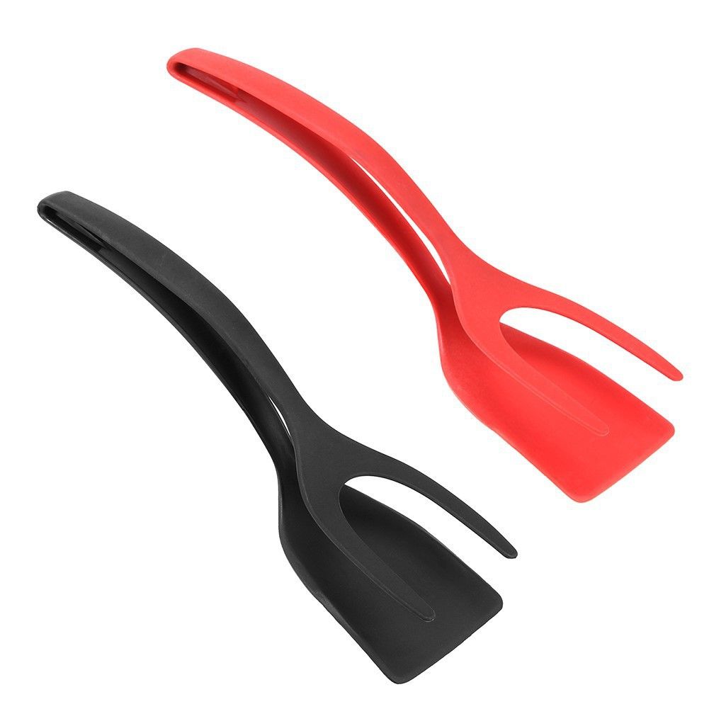 New 2 in 1 Grip Flip Spatula Tongs Egg Flipper Spatula Nylon Non Stick Coating Pancake Fish French Toast Omelet Making Tool