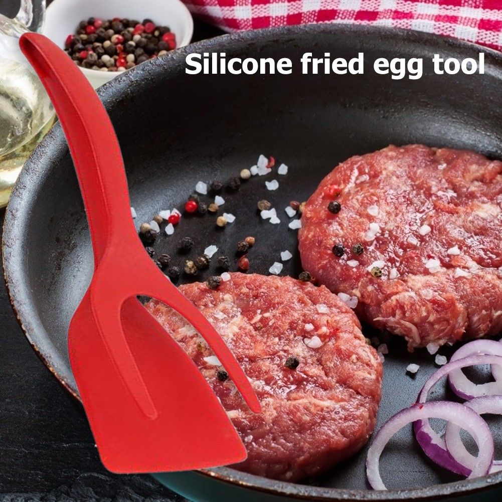 New 2 in 1 Grip Flip Spatula Tongs Egg Flipper Spatula Nylon Non Stick Coating Pancake Fish French Toast Omelet Making Tool