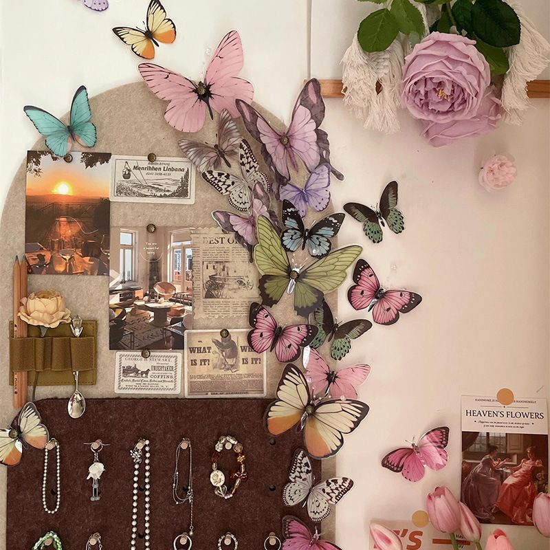 New 32Pcs/Lot Crystal Butterflies 3D Wall Sticker Beautiful Butterfly Living Room For Kids Room Wall Decals Home Decoration