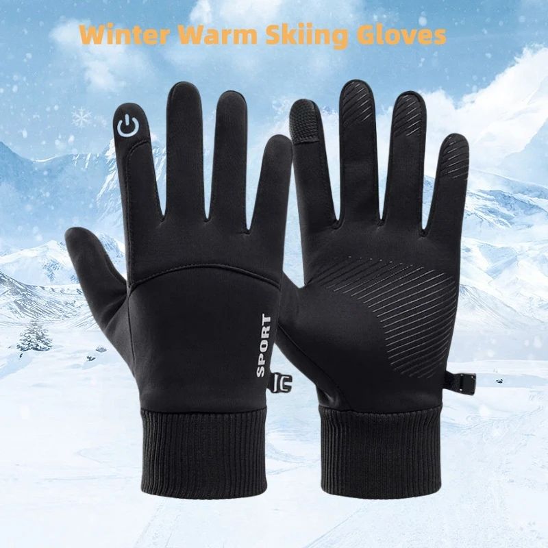 Winter Warm Full Fingers Waterproof Cycling Outdoor Sports Running Motorcycle Ski Touch Screen Fleece Gloves