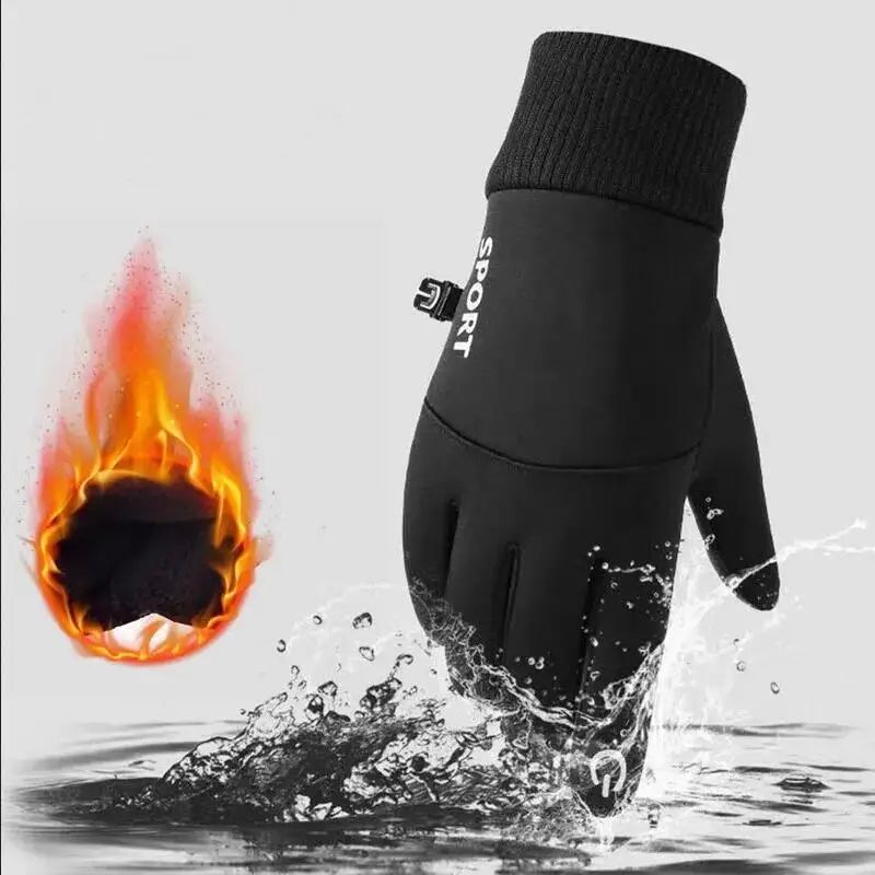 Winter Warm Full Fingers Waterproof Cycling Outdoor Sports Running Motorcycle Ski Touch Screen Fleece Gloves