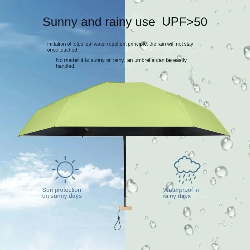 Mini UV Umbrella Small Pocket Travel Rain Parasol Vinyl Folding Sun Shade Umbrella UPF50+ Portable Capsule Umbrellas