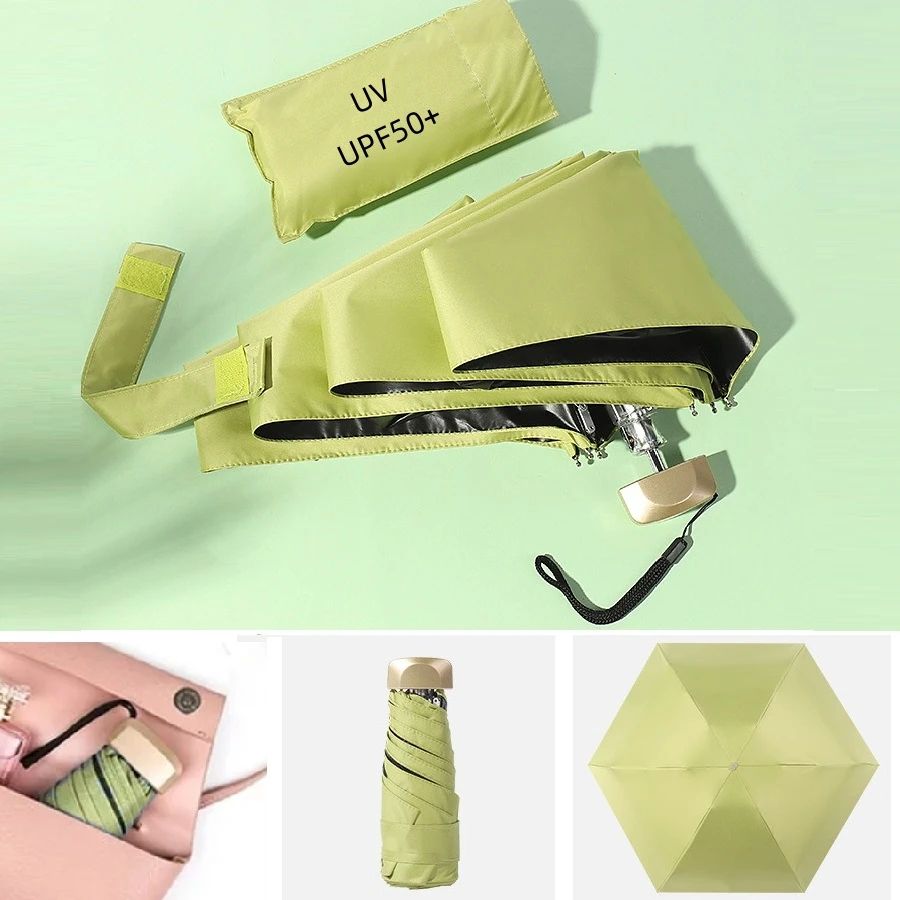 Mini UV Umbrella Small Pocket Travel Rain Parasol Vinyl Folding Sun Shade Umbrella UPF50+ Portable Capsule Umbrellas