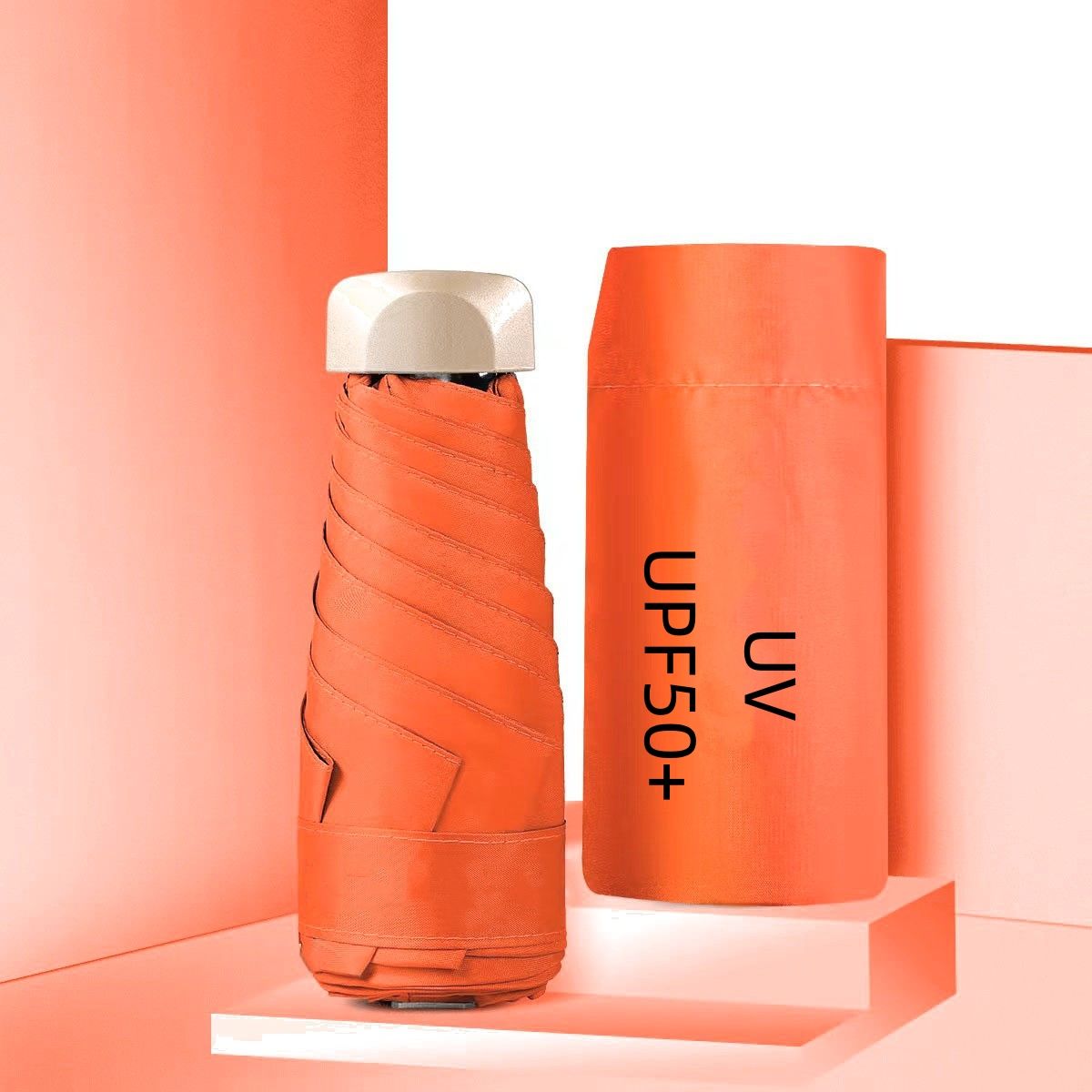 Mini UV Umbrella Small Pocket Travel Rain Parasol Vinyl Folding Sun Shade Umbrella UPF50+ Portable Capsule Umbrellas