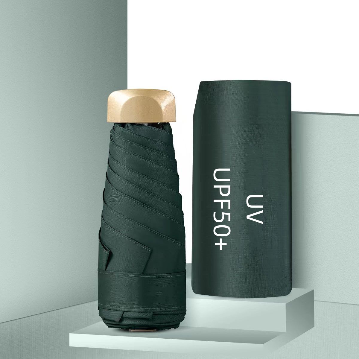 Mini UV Umbrella Small Pocket Travel Rain Parasol Vinyl Folding Sun Shade Umbrella UPF50+ Portable Capsule Umbrellas