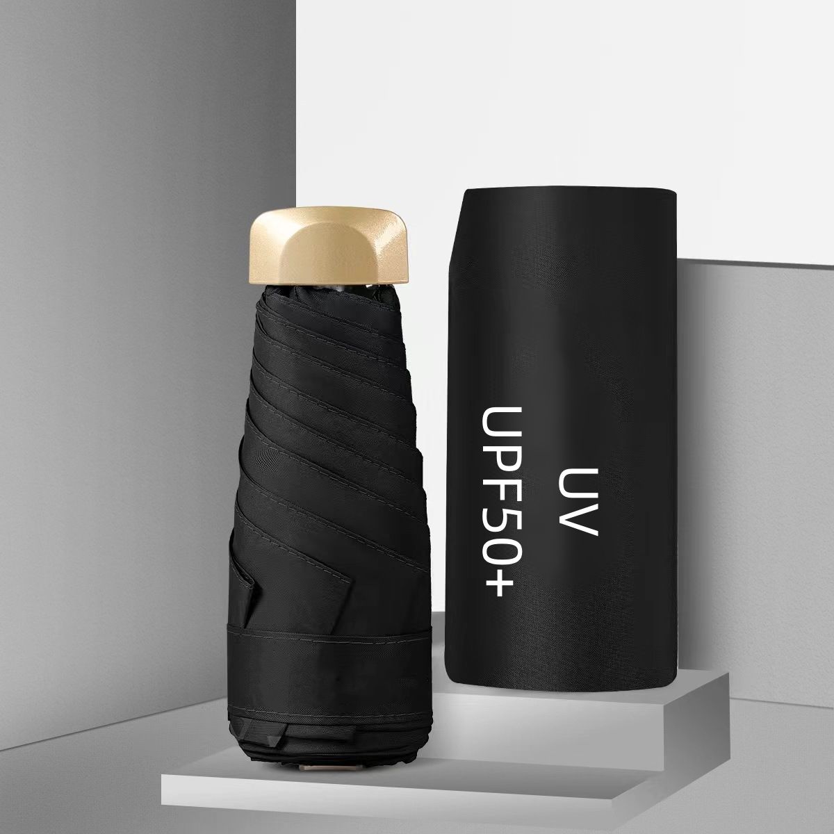 Mini UV Umbrella Small Pocket Travel Rain Parasol Vinyl Folding Sun Shade Umbrella UPF50+ Portable Capsule Umbrellas
