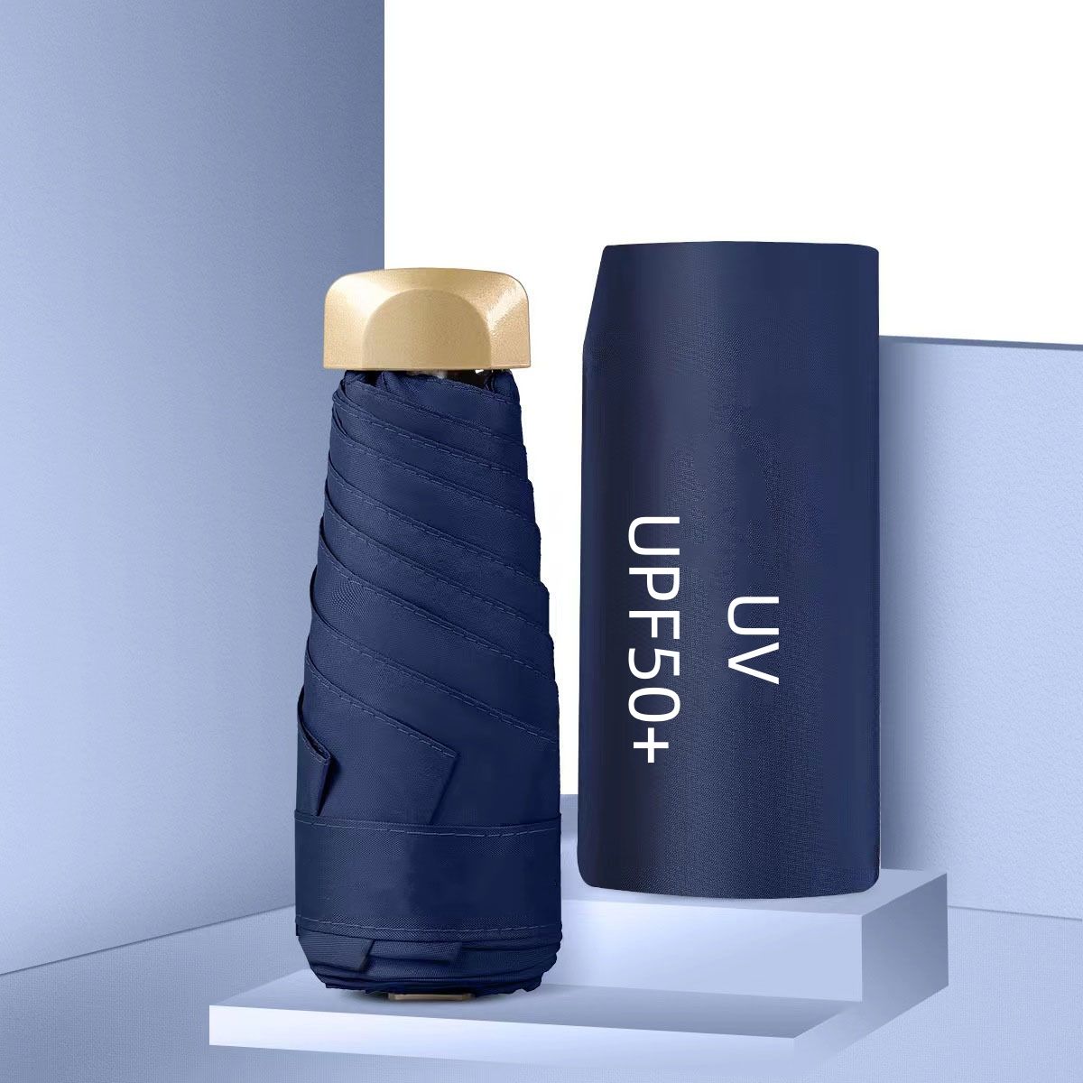 Mini UV Umbrella Small Pocket Travel Rain Parasol Vinyl Folding Sun Shade Umbrella UPF50+ Portable Capsule Umbrellas