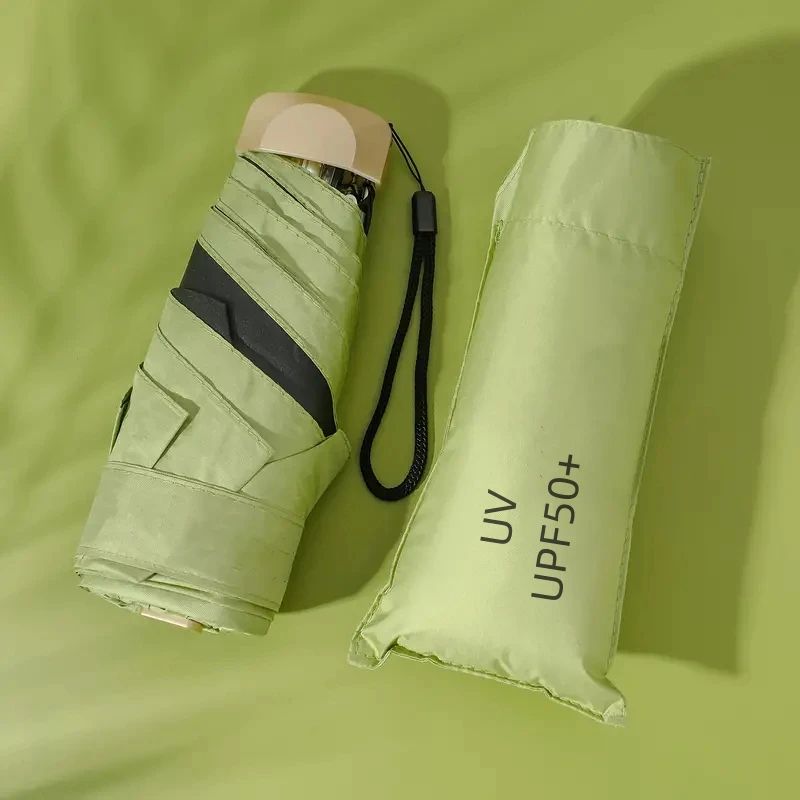 Mini UV Umbrella Small Pocket Travel Rain Parasol Vinyl Folding Sun Shade Umbrella UPF50+ Portable Capsule Umbrellas