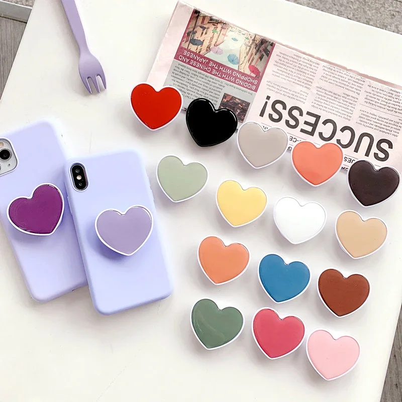 Heart Shaped Phone Socket Holder Finger Grip Bracket Support Telephone for IPhone 15 14 13 Samsung Pocket Socket Stand