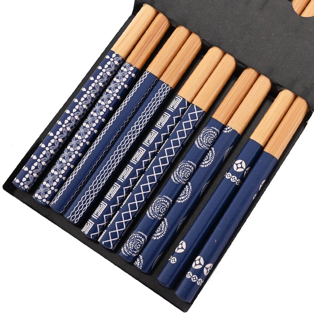 Reusable 5Pairs Tableware Handmade Bamboo Japanese Natural Wood Chopsticks Sushi Food Cat Flower Multi Color Wooden Chop Sticks