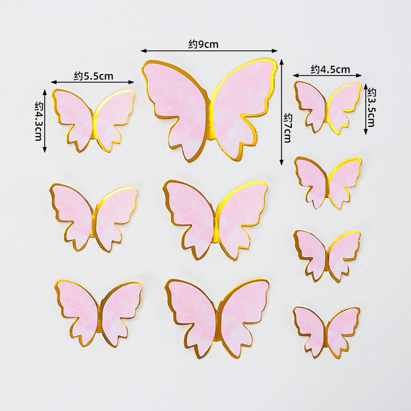 10pcs set Creative Pink Butterfly Cake Topper for Valentine's Day Wedding Birthday Party Cake Decoation Supplies