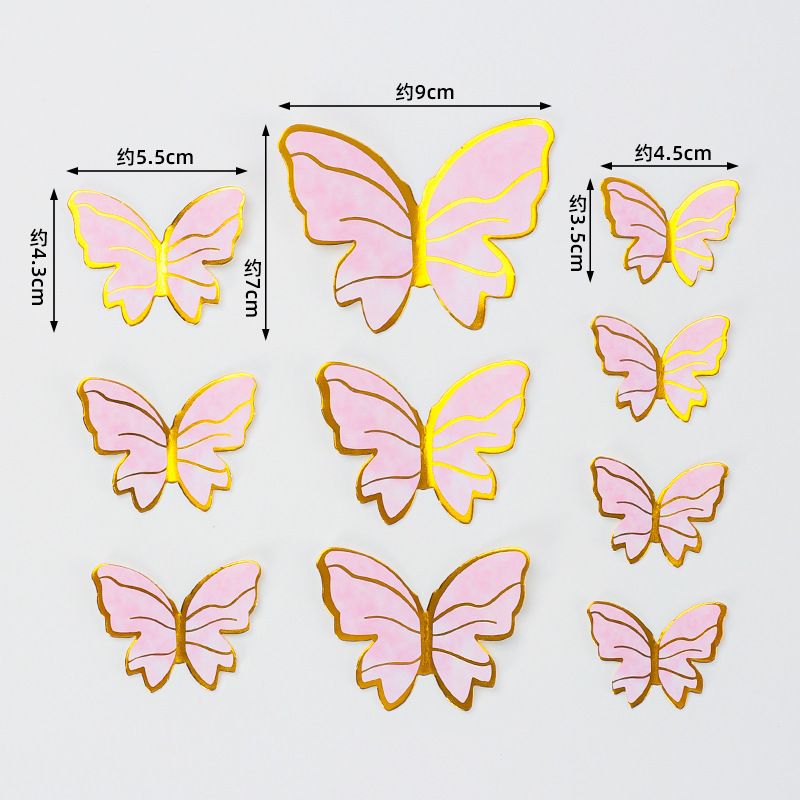 10pcs set Creative Pink Butterfly Cake Topper for Valentine's Day Wedding Birthday Party Cake Decoation Supplies