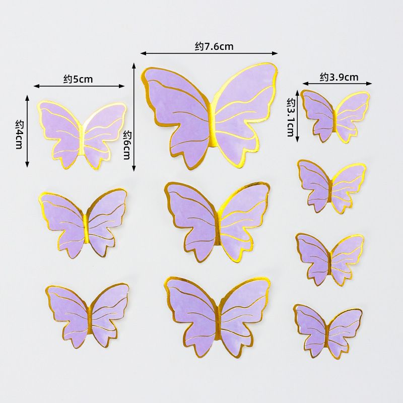 10pcs set Creative Pink Butterfly Cake Topper for Valentine's Day Wedding Birthday Party Cake Decoation Supplies