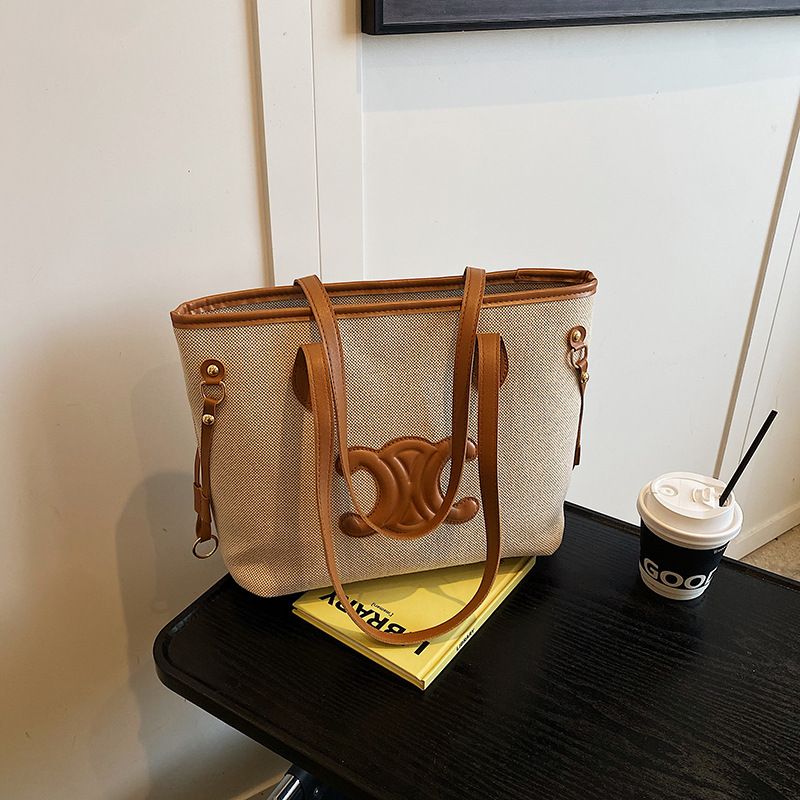 bmh7016 Summer Contrasting Colors To Work Commuter Bag Women's Fashion Versatile Tote Bag 2025 New Large-capacity Shoulder Bag
