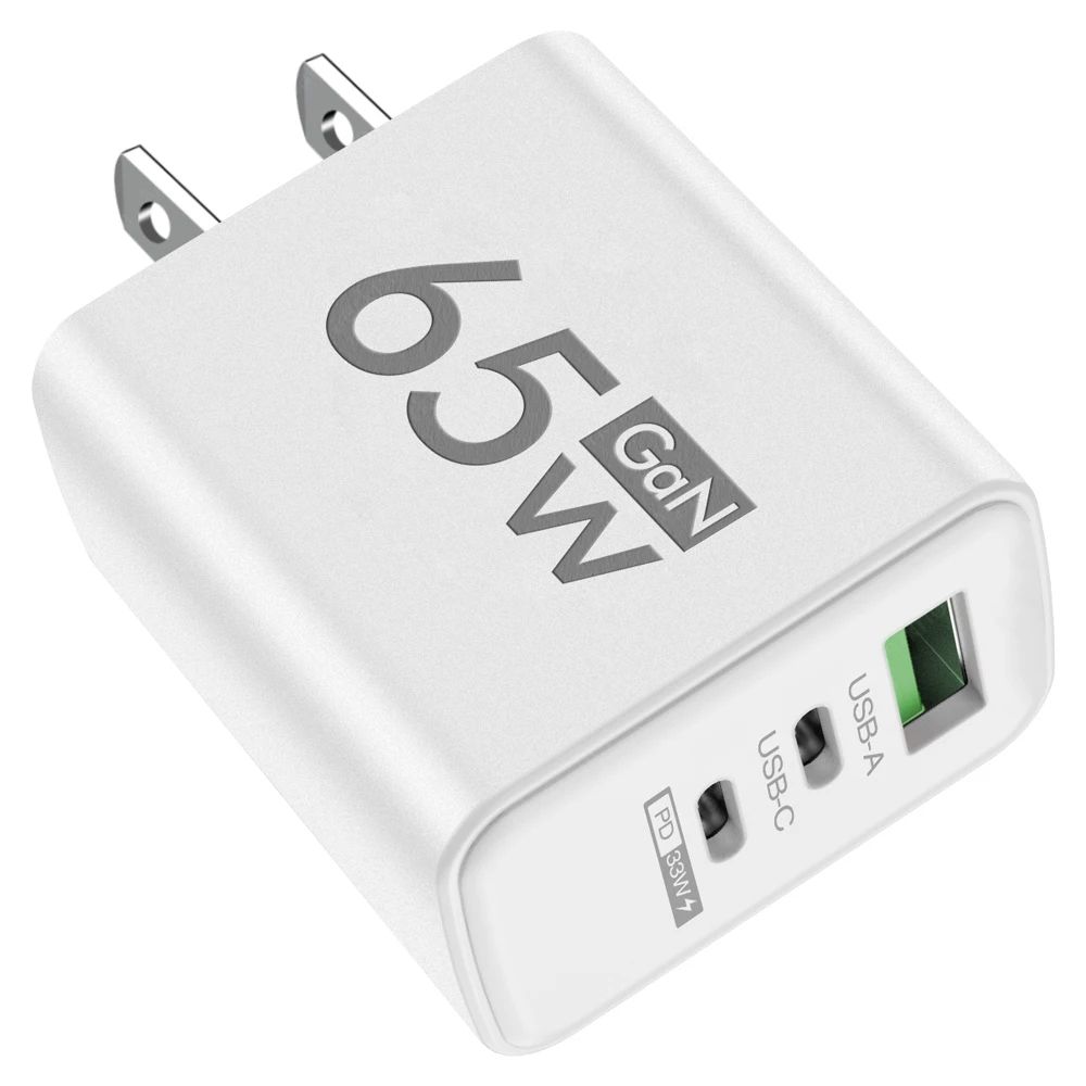 65W GaN USB PD Charger 3 Ports Type C Fast Charging Mobile Phone Adapter For iPhone 15 Samsung Xiaomi Quick Charge Wall Charger
