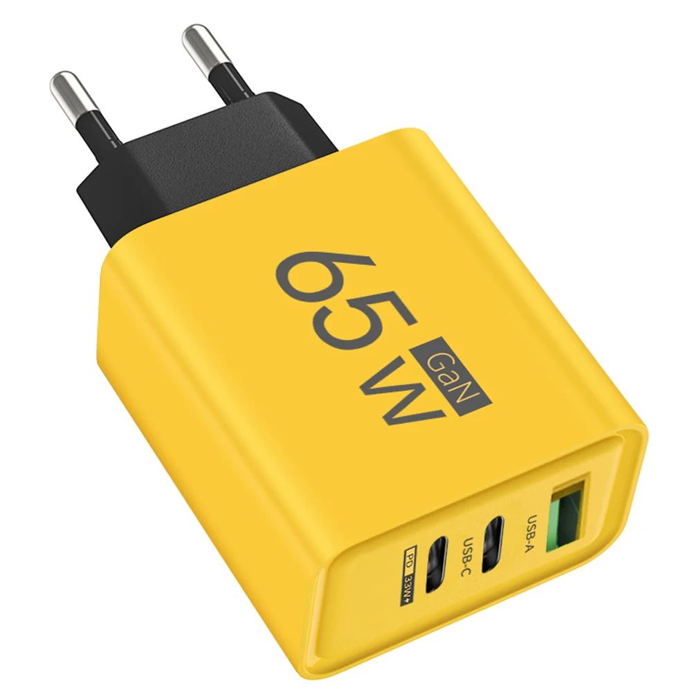 65W GaN USB PD Charger 3 Ports Type C Fast Charging Mobile Phone Adapter For iPhone 15 Samsung Xiaomi Quick Charge Wall Charger