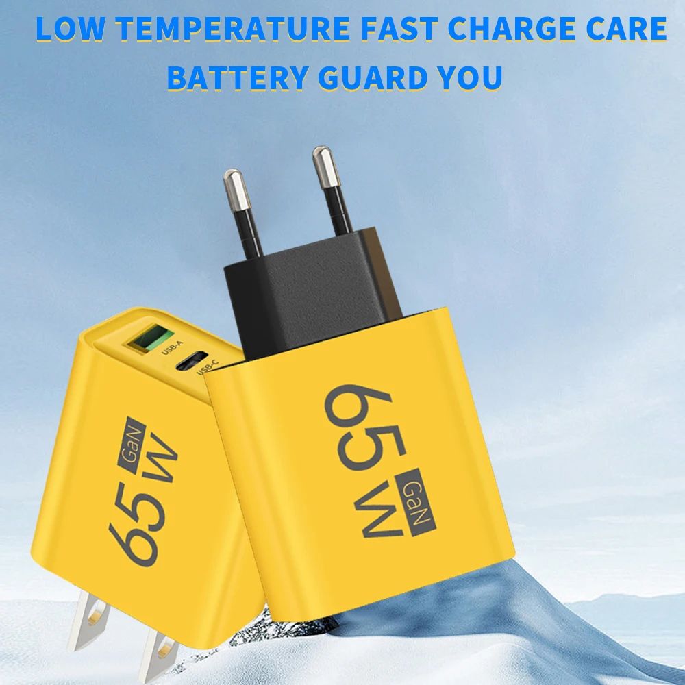 65W GaN USB PD Charger 3 Ports Type C Fast Charging Mobile Phone Adapter For iPhone 15 Samsung Xiaomi Quick Charge Wall Charger