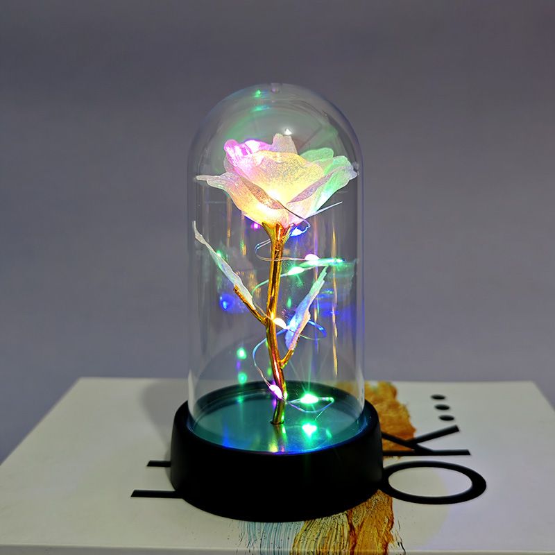 Artificial Rose Flowers Valentines Day Gift for Girlfriend Eternal Rose LED Light Foil Flower Wedding Decor Christmas Gifts