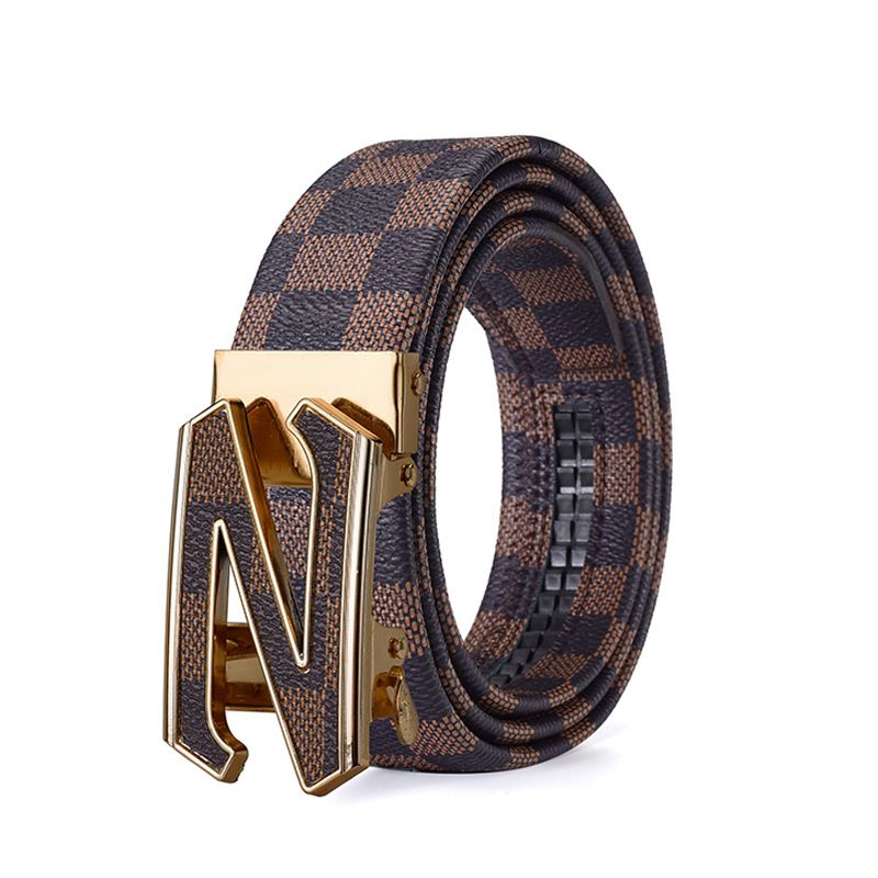 New genuine leather men belts waistband alloy automatic buckle men and women waistband versatile jeans belts for men 120cm