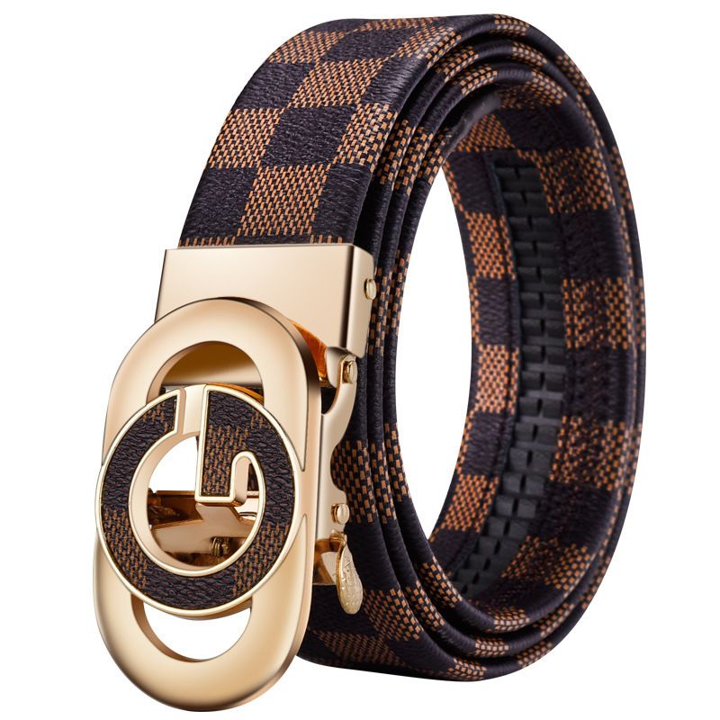 New genuine leather men belts waistband alloy automatic buckle men and women waistband versatile jeans belts for men 120cm