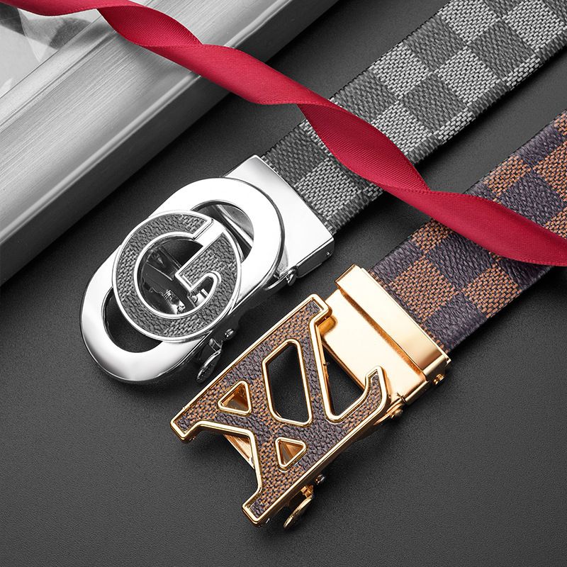 New genuine leather men belts waistband alloy automatic buckle men and women waistband versatile jeans belts for men 120cm