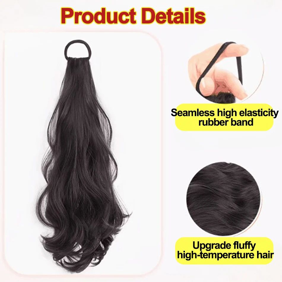 Vitality Synthetic Wig Ponytail Long Wavy Ponytail Hair With High Elasticity Rubber Band Heat Resistant Hairpiece For Daily Use