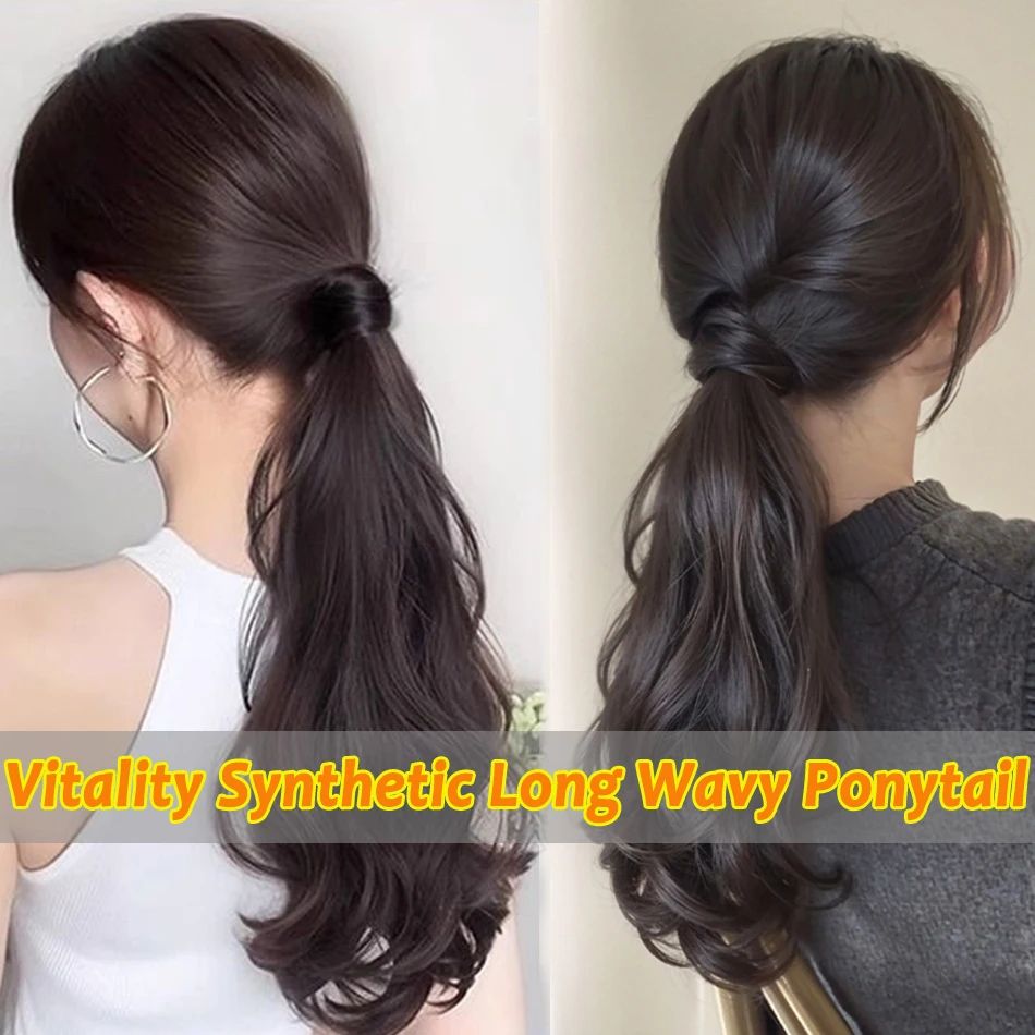 Vitality Synthetic Wig Ponytail Long Wavy Ponytail Hair With High Elasticity Rubber Band Heat Resistant Hairpiece For Daily Use