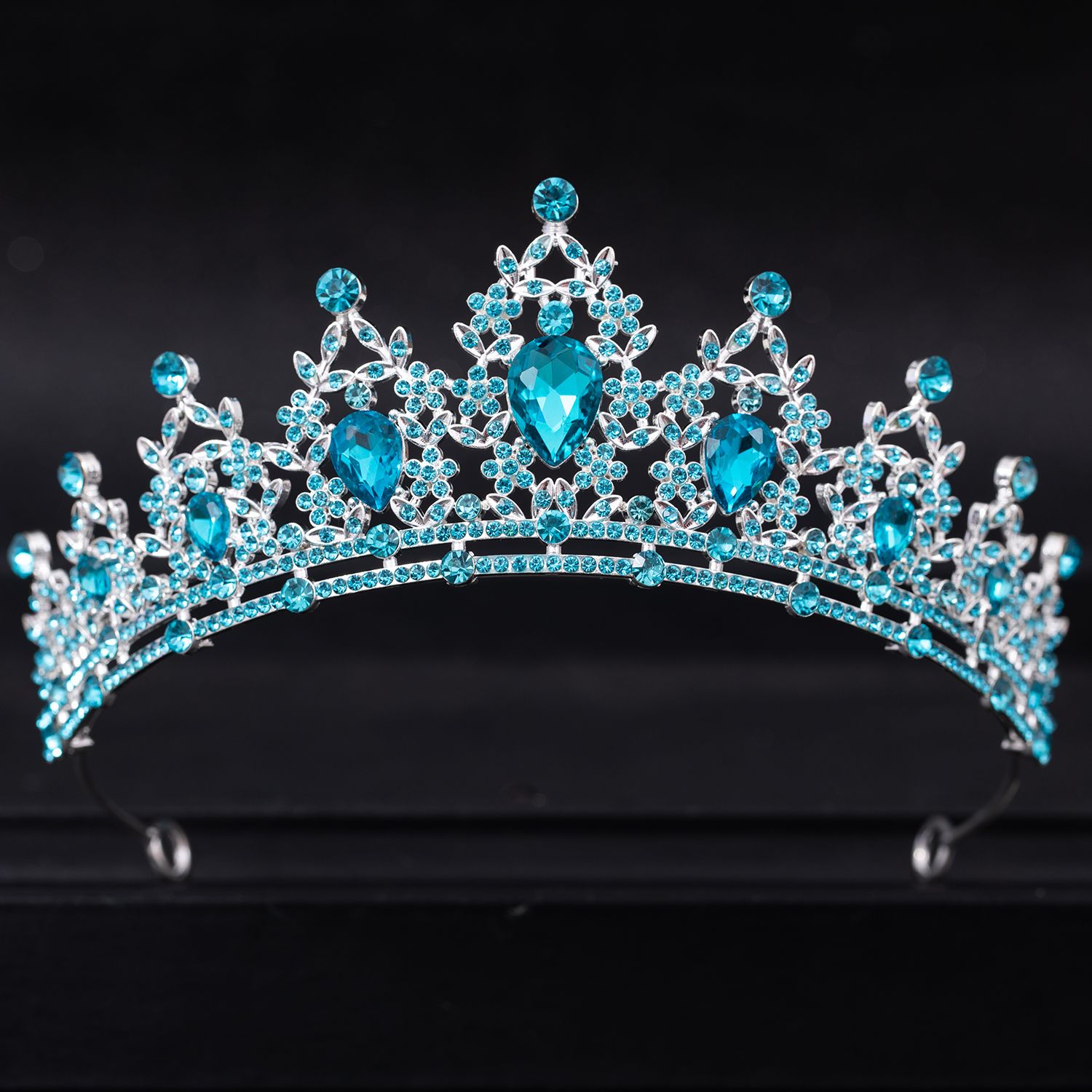 Wedding Hair Tiara Crystal Bridal Tiara Crown Silver Color Diadem Veil Tiaras Wedding Hair Accessories Headpieces Head Jewelry
