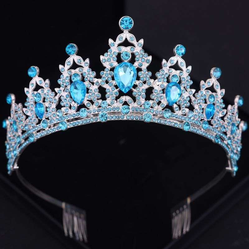Wedding Hair Tiara Crystal Bridal Tiara Crown Silver Color Diadem Veil Tiaras Wedding Hair Accessories Headpieces Head Jewelry