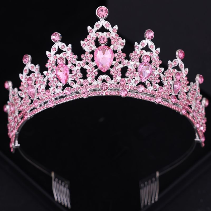Wedding Hair Tiara Crystal Bridal Tiara Crown Silver Color Diadem Veil Tiaras Wedding Hair Accessories Headpieces Head Jewelry