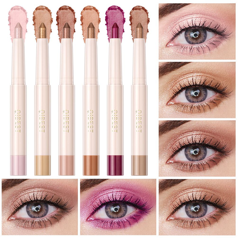 QIBEST cross-border lazy pearlescent shimmer eye shadow stick, high-gloss eye shadow, long-lasting, not easy to smudge, contouring eye makeup