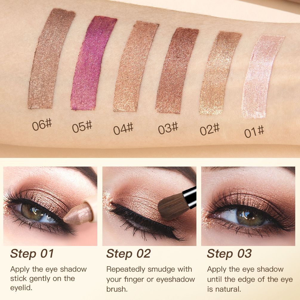QIBEST cross-border lazy pearlescent shimmer eye shadow stick, high-gloss eye shadow, long-lasting, not easy to smudge, contouring eye makeup view 5