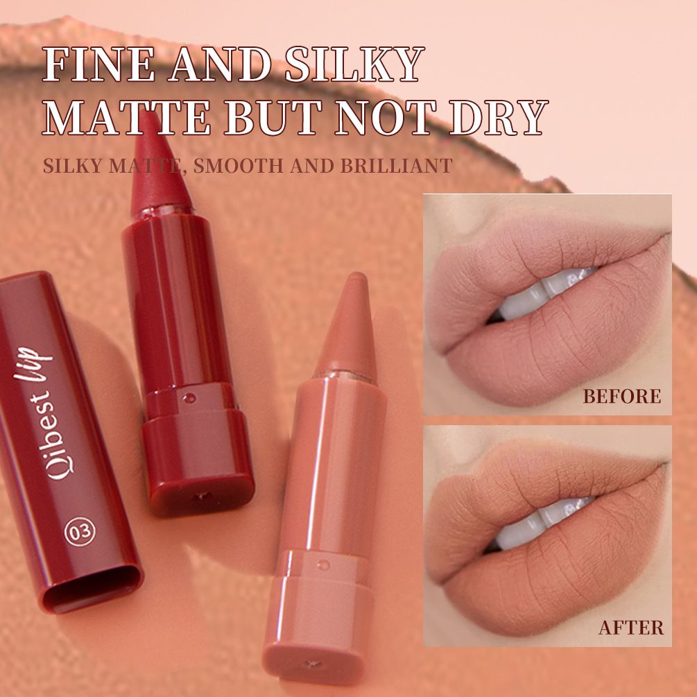 Matte rotating lipstick pen, natural waterproof lipstick and lipliner makeup pen