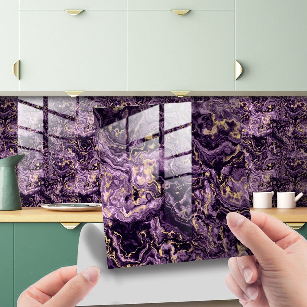 10pcs/set PVC imitation marble pattern crystal film tile sticker for home decoration, DIY self-adhesive floor and wall sticker