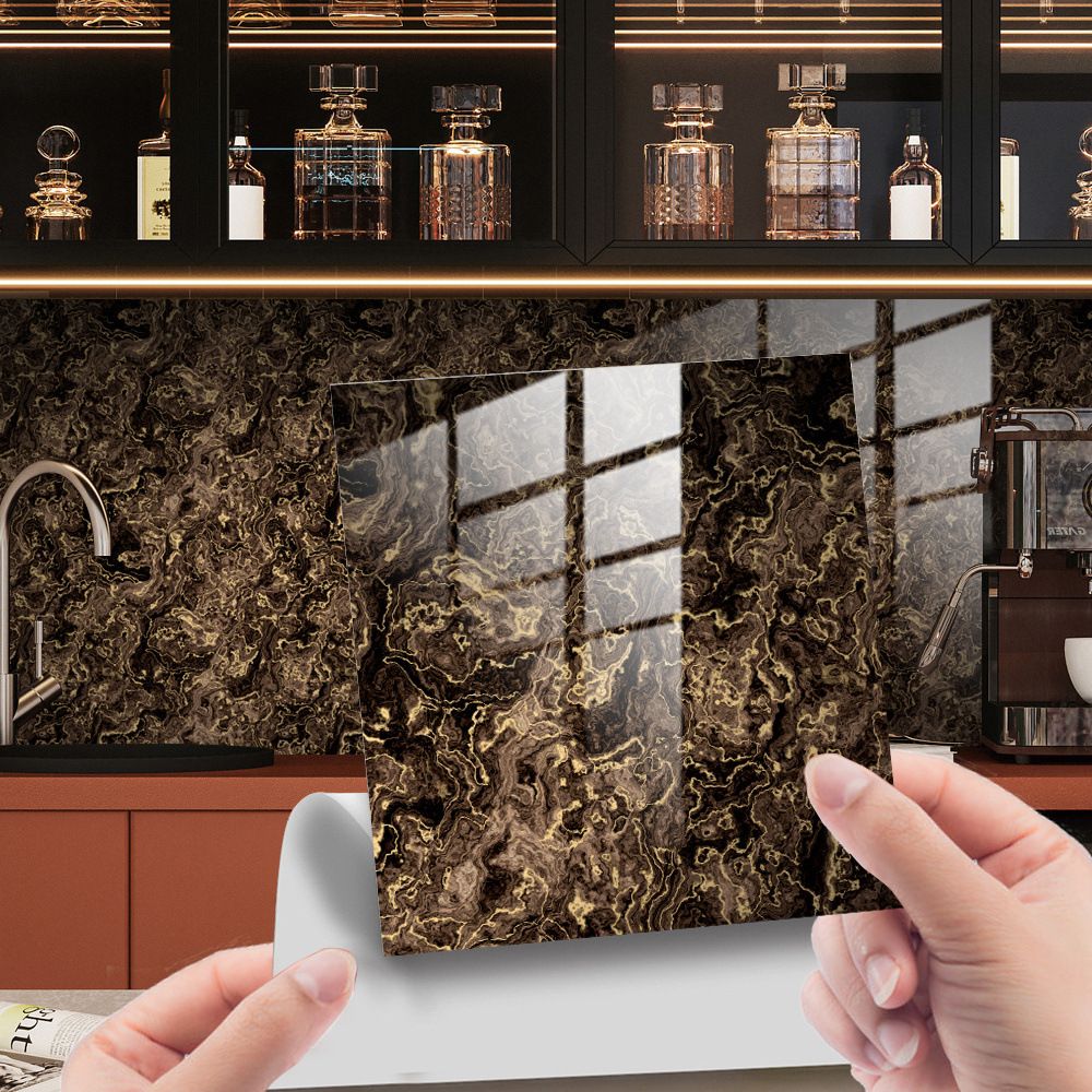 10pcs/set PVC imitation marble pattern crystal film tile sticker for home decoration, DIY self-adhesive floor and wall sticker