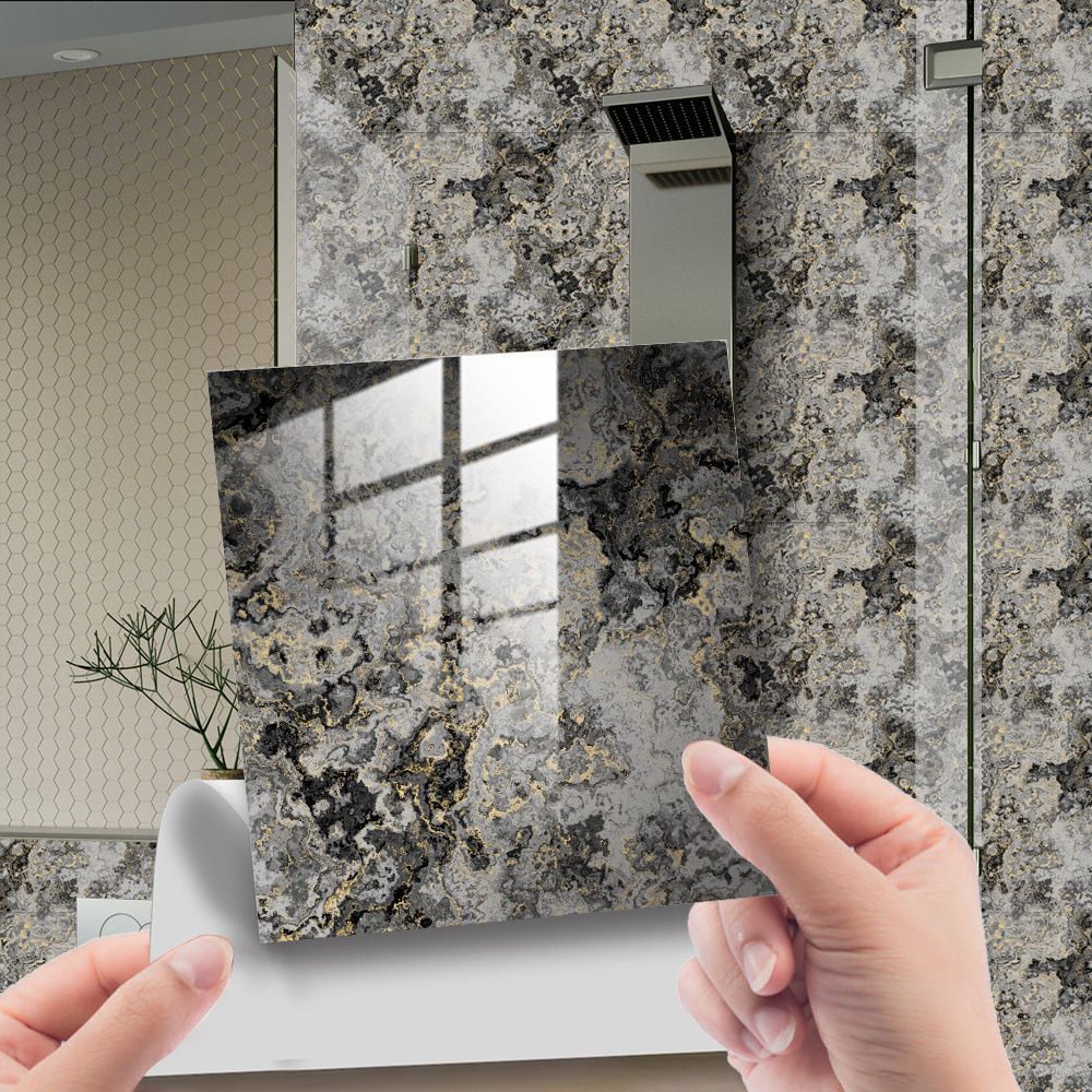10pcs/set PVC imitation marble pattern crystal film tile sticker for home decoration, DIY self-adhesive floor and wall sticker