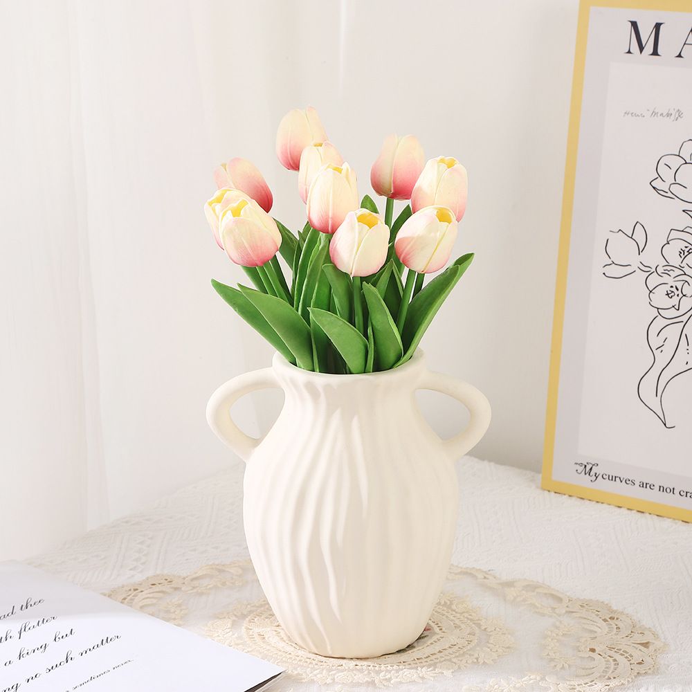 10Pcs Artificial Flower Realistic Touch Tulip Scrapbooking Vase Home Decor Wedding Garden Arch Garland Mother's Day Bouquet diy
