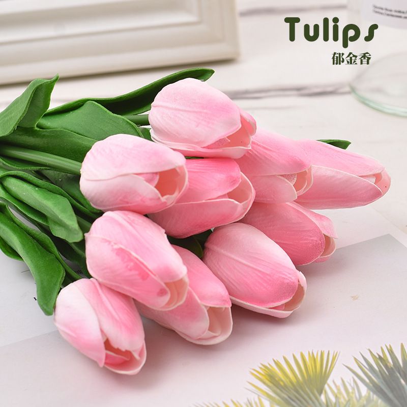 10Pcs Artificial Flower Realistic Touch Tulip Scrapbooking Vase Home Decor Wedding Garden Arch Garland Mother's Day Bouquet diy