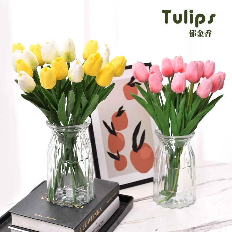 10Pcs Artificial Flower Realistic Touch Tulip Scrapbooking Vase Home Decor Wedding Garden Arch Garland Mother's Day Bouquet diy