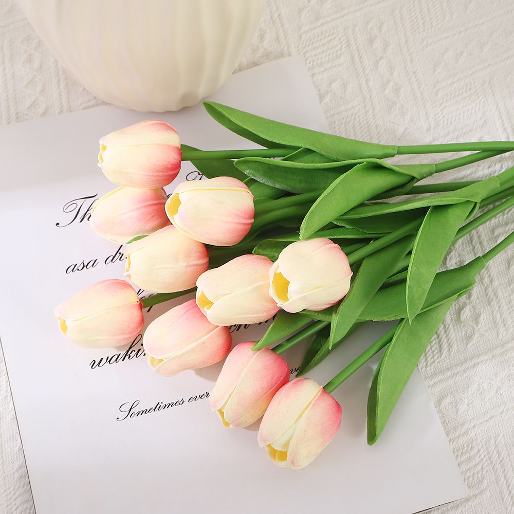 10Pcs Artificial Flower Realistic Touch Tulip Scrapbooking Vase Home Decor Wedding Garden Arch Garland Mother's Day Bouquet diy
