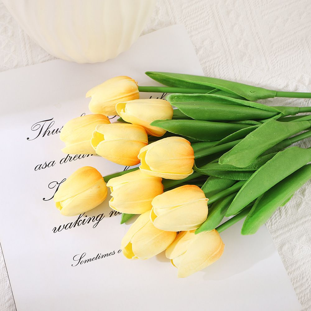 10Pcs Artificial Flower Realistic Touch Tulip Scrapbooking Vase Home Decor Wedding Garden Arch Garland Mother's Day Bouquet diy