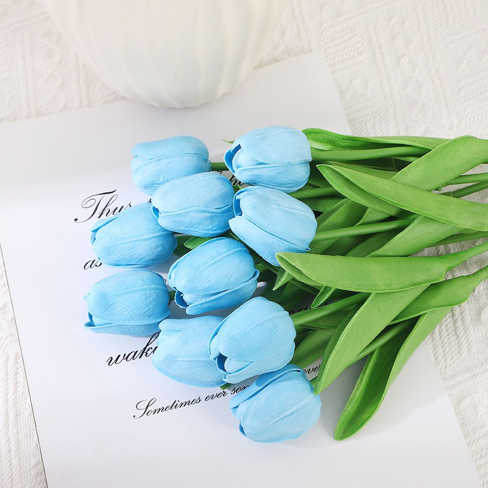 10Pcs Artificial Flower Realistic Touch Tulip Scrapbooking Vase Home Decor Wedding Garden Arch Garland Mother's Day Bouquet diy