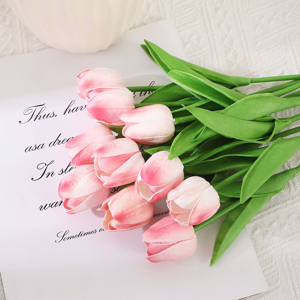 10Pcs Artificial Flower Realistic Touch Tulip Scrapbooking Vase Home Decor Wedding Garden Arch Garland Mother's Day Bouquet diy